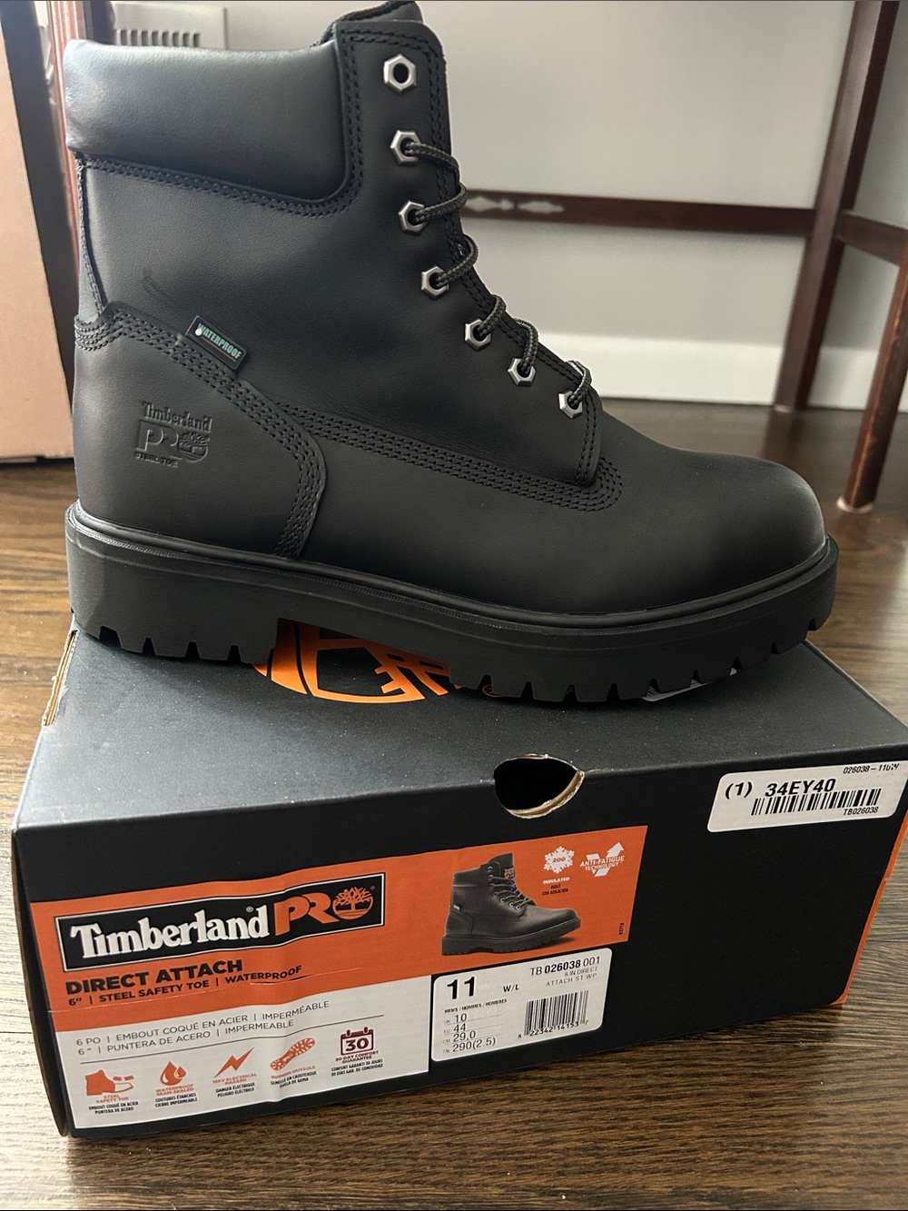 Timberland PRO Direct Attach 6”. Men's Size 11 wide. Waterproof Boots. New - Picture 3 of 3